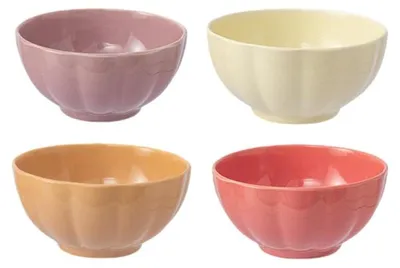 4er Set Keramikschüsseln, 11,6 cm, 350 ml, bunt