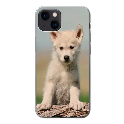 Produktbild von MuchoWow® Handyhülle Schutzhülle Hülle für iPhone 13 mini Wolf - Kind - Holz Silikon Softcase Handy Hülle - Softcase