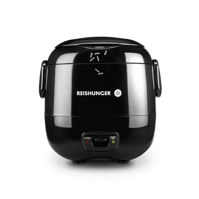 Produktbild von REISHUNGER Mini Reiskocher, schwarz | 0,3 L 1-2 Portionen | hochwertige Keramikbeschichtung Premium Topf | Handliche Größe für kleine Haushalte