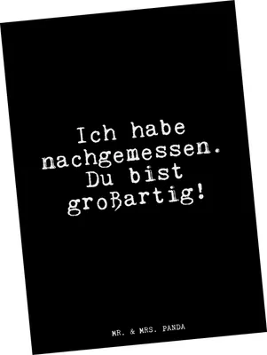 Produktbild von Mr. & Mrs. Panda Postkarte Ich habe nachgemessen. Du... - Schwarz - Geschenk, kunstkarte, Spruch Freundin, Glizer Sprüche Weisheiten Zitate Lustig Weisheit Worte, Glitzer