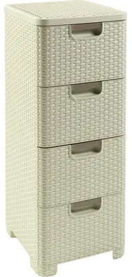 Obrázok produktu pre Zásuvka 4x 14l RATTAN Style - krémová