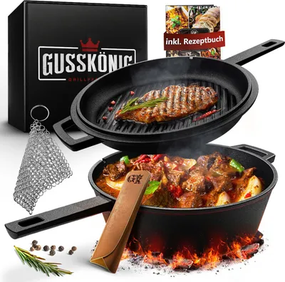 Produktbild von Gusskönig 2in1 Casserole 3,6 l Lederüberzug und Ringreiniger