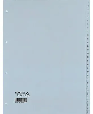 Zdjęcie produktu dla Rexel Przekładki indeksowe A4 1-31, szare, Szary, 226 mm, 297 mm, 225 mm, 298 mm, 4 mm