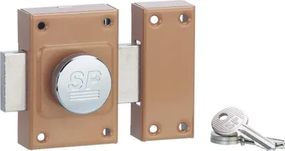 Image de Verrou à bouton 1010 pour porte intérieure, cylindre Ø21x40mm, bronze, 3 clés - SP