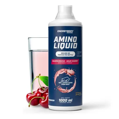 Produktbild von Energybody Amino Liquid, Aminosäuren flüssig aus bioaktiven Kollagenpeptiden, Sauerkirsche Geschmack, 1 Liter