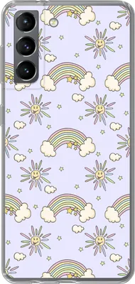 Produktbild von MuchoWow® Handyhülle Schutzhülle Hülle für Telefoonhoesje Samsung Galaxy S21 Mädchen - Regenbogen - Sonne - Muster - Mädchen - Kinder - Kinder - Kind Silikon Softcase Handy Hülle - Softcase