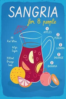 Produktbild von vianmo Holzschild 30x20 cm Sangria Recipe for 8 people
