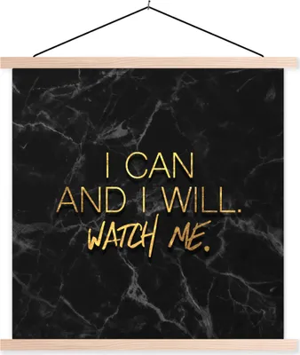 Produktbild von MuchoWow® Textilposter Zitate - Selbstvertrauen - Gold - Marmor 120x120 cm mit holzfarbenen Rahmen - Textil-Poster
