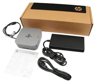 Produktbild von HP Thunderbolt 4 Ultra 180 W G6 Dockingstation, Kabelgebunden, Thunderbolt 4, 180 W, 10,100,1000,2500 Mbit/s, Grau, 8K Ultra HD