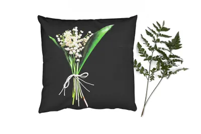 Produktbild von MuchoWow® Zierkissen Sofakissen Wohnzimmer Dekokissen 40x40 cm Maiglöckchen - Blumen - Stilleben - Flora - Foto Kissen - Schlafzimmer Dekoration