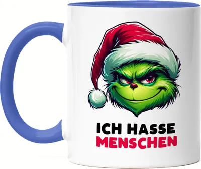 Produktbild von Ich hasse Menschen Tasse Blau Anti Christmas Sarkastisch Witzig