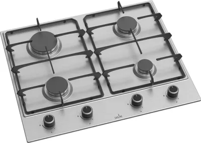 Produktbild von Gasline Einbau Gasherd, 4 flammig, Gaskochfeld, GAG60INX Edelstahl, Sabaf-Brenner, Erdgas/Propangas, Elektrische 1-Handzündung, Thermoelektrische Zündsicherung