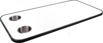 Image de Plateau de table pour camping-car en bois massif avec 2 porte-gobelets en inox pour remorque, camping-car, yacht, pont de bateau, 800 x 400 mm, blanc