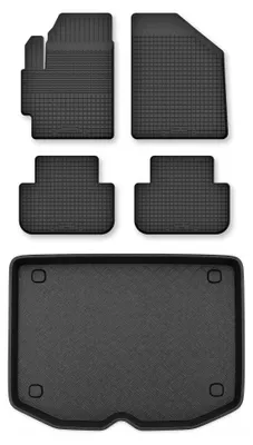 Image de Tapis en caoutchouc + bac de coffre pour Citroen C3 Picasso 2008-2017 – 5 pièces, noirs, semi-universel, adapté