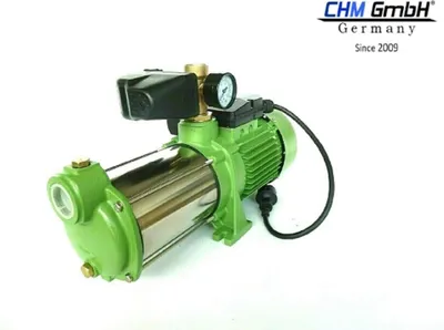 Produktbild von CHM GmbH® Kreiselpumpe Edelstahl 1100 Watt Gartenpumpe 5 Bar mit Druckschalter Set