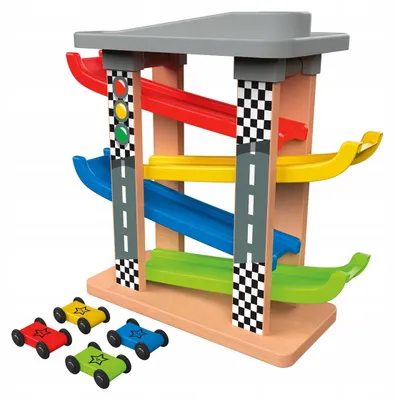 Produktbild von Playtive Holz-Autorennbahn mit 5 Ebenen und 4 Autos