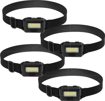 Produktbild von 4er-Pack LED-Stirnlampen für Erwachsene und Kinder, COB-Flutlicht, ultrahelle Stirnlampe,black