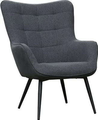 Produktbild von byLIVING Sessel Uta, Webstoff dunkelgrau mit Ziersteppung, Beine Metall schwarz pulverbeschichtet