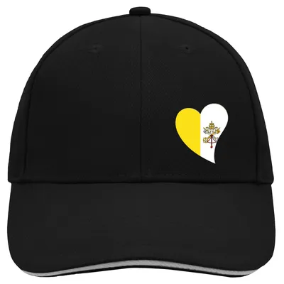 Produktbild von Huuraa Cappy Mütze Vatikanstadt Flagge Herz Black/Light Grey Baumwolle 6-Panel Kappe Geschenkidee