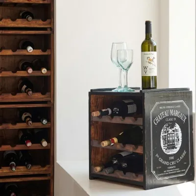 Produktbild von Flaschenbox SURAT Antique-Schwarz 40cm Mahagoni Shabby Weinregal