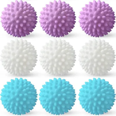 Image de 9 boules de lavage pour lave-linge et sèche-linge – Réutilisables, anti-bouloches, en PVC
