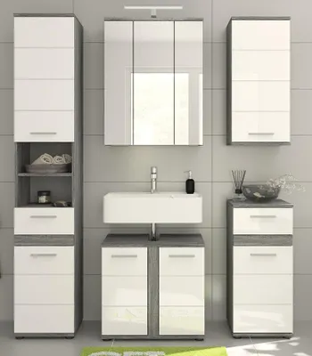 Produktbild von xonox.home Badkombination Blake Rauchsilber Nachbildung 164x191x34 cm