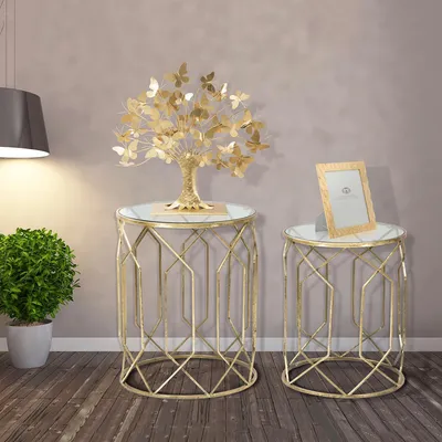 Immagine prodotto di Gamalema - Tavolino da Salotto, 42x42x53h cm oro, set da 2