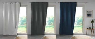 Produktbild von Mikrofaser Vorhang 140x260cm Gardine Schal Ösen blickdicht Vorhänge Verdunklung, Farbe:Grau