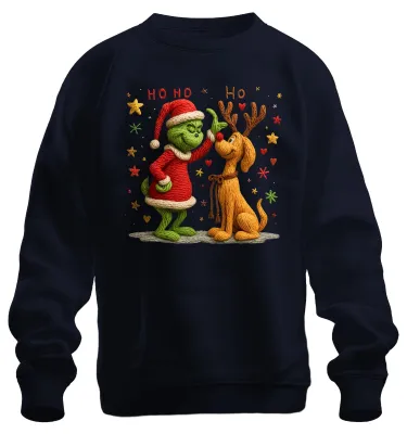 Produktbild von Grinch gestrickt Wolle Rentier Weihnachten lustig Retro Sweatshirt Pullover, Navy, S