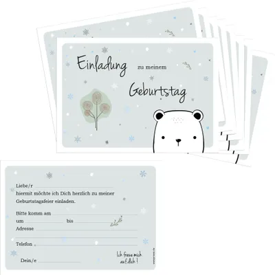 Image de PRICARO Cartes d'invitation anniversaire enfant, A6 "ours polaire", 10 pièces
