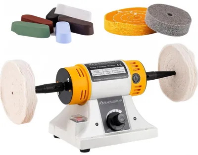 Produktbild von Poliermaschine 1750 min. U/min, 10000 max. U/min, (10 tlg), Poliergerät 1.750–10.000 U/min mit Gusseisenbasis und Doppelaufnahme