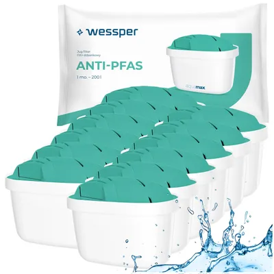 Productafbeelding van Wessper aquamax PFAS-filter, 12 stuks voor waterfilterkan, vermindert PFAS, chloor en zware metalen