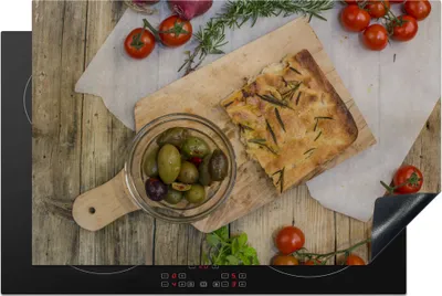 Produktbild von KitchenYeah© Herdabdeckplatte Italien - Brot - Tomaten , 81x52cm, Küche Deko, Glaskeramikkochfeld Herdabdeckung, Abdeckplatte fùr Kochfeld