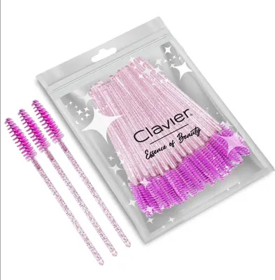 Produktbild von CLAVIER Glitzer Wimpernbürsten Pink - 50 Stück - Glitter Pink - VOLLE PACKUNG
