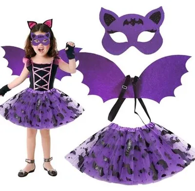 Zdjęcie produktu dla Kostium nietoperza dla dzieci skrzydła tutu halloween cosplay