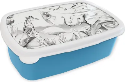 Produktbild von KitchenYeah® Lunchbox Brotzeit Brotdose 17x11 cm Dschungel - Tiere - Aquarell - Jungen - Mädchen - Kinder - Kinder Kinder Brotzeitdose - Lunch - Kunststoff  - Brotbüchse - Sandwichbox - Lunchbox für K