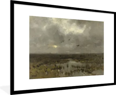 Produktbild von MuchoWow® Gerahmtes Poster Der Sumpf - Gemälde von Anton Mauve 90x60 cm - Poster mit Schwarzem Bilderrahmen Wandposter Rahmen Foto Bilder - Wanddekoration - Fotos