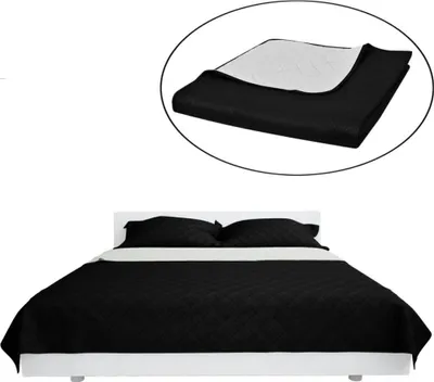 Obrázek produktu pro vidaXL Oboustranný přehoz na postel Prošívaný černobílý 170x210 cm