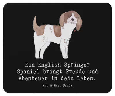 Produktbild von Mr. & Mrs. Panda Mouse Pad English Springer Spaniel Freude - Schwarz - Geschenk, Hunderassen, und Abenteuer, Mauspad, Hund, treuer Begleiter, mausteppich, Hunderasse