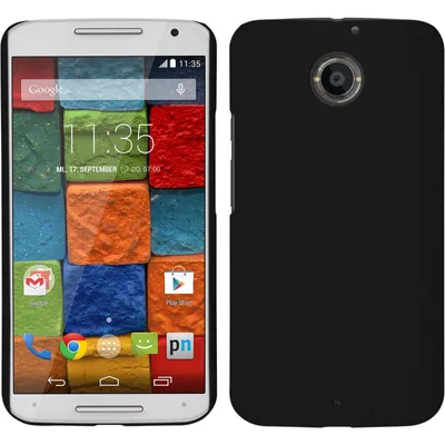 Produktbild von PhoneNatic Case kompatibel mit Motorola Moto X 2014 2. Gen. - Hülle schwarz gummiert Hard-case + 2 Schutzfolien