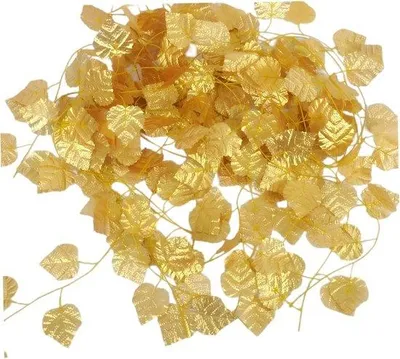 Produktbild von Blätter Girlande Gold - Kunststoffblätter - Dekoration für Feiern - Flexible Draht - 220 cm Länge