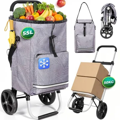 Produktbild von Einkaufstrolley klappbar mit Kühlfach 55 L – Shopping Trolley bis 50 kg belastbar