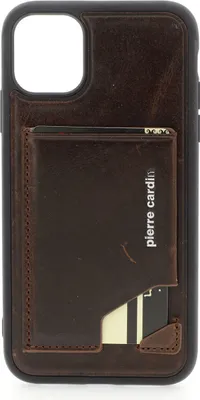 Obrázok produktu pre Pierre Cardin – puzdro na zadnú stranu pre Apple iPhone 11 v tmavo hnedej farbe – z pravej kože