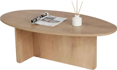 Produktbild von Dmora Couchtisch Parona 120x65x40h cm, Braun Eiche, Oval, Tischplatte aus Melaminholz