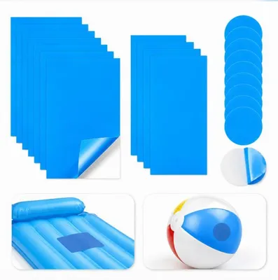 Produktbild von 20 Stück PVC Reparaturset 10 Runde 7,5 cm + 10 Rechteckige 25 x 10 cm Selbstklebende Flicken für Pool und Luftmatratze