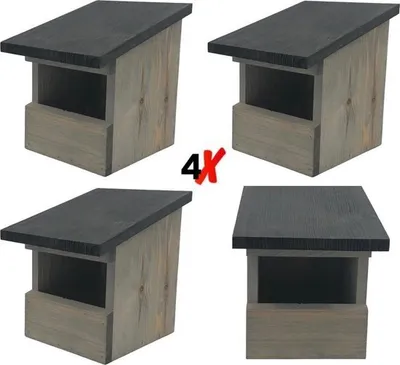 Produktbild von GARDEN SPIRIT Nistkasten Rotkehlchen & Vogelhaus Holz Set 4 – Vogelhaus für Rotkehlchen 19 x 16,5 x 20 cmHolz