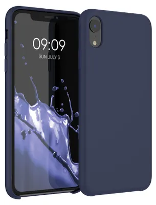 Produktbild von kwmobile Handyhülle für Apple iPhone XR Hülle - Case Silikon - Kabelloses Laden - Schutzhülle Cover in Dunkelblau matt