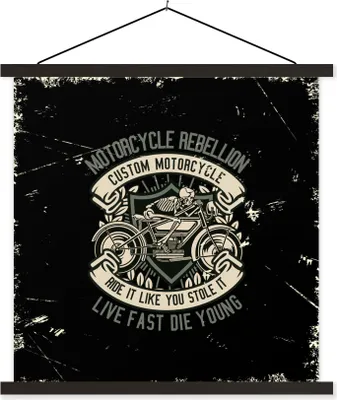 Produktbild von MuchoWow® Textilposter Motorrad - Skelett - Retro 60x60 cm mit schwarzem Rahmen - Posteraufhänger
