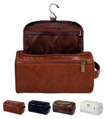 Produktbild von Kulturbeutel aus Kunstleder für Herren, zum Aufhängen, große wasserdichte Kosmetiktasche, Kulturtasche für Männer und Frauen