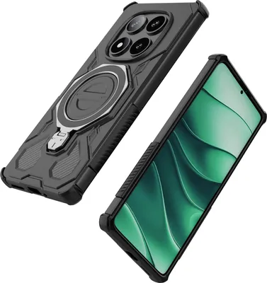 Obrázek produktu pro Odolný kryt na mobil pro Xiaomi Poco X7 /Redmi Note 14 Pro 5G, robustní pouzdro s prstenovým stojánkem, magnetický držák a stojánkem Černý